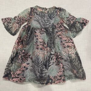 Pastourelle by Pippa & Julie Size 6 Bell Sleeve Floral Multicolor Lace Dress